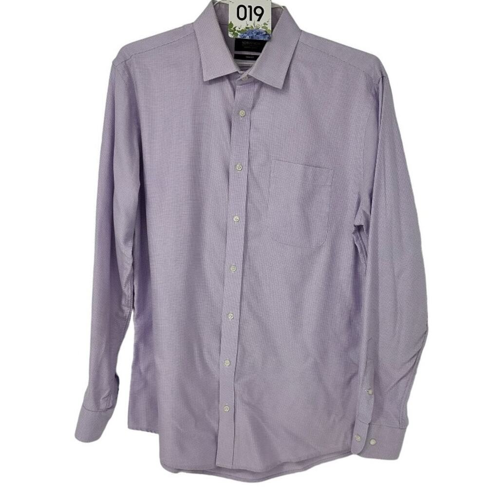 Nordstrom Purple White Checked Dress Shirt Size 16 34/35